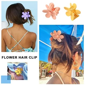 AWAYTR Flower Hair Clip Set - 4 Color Stylish Clips