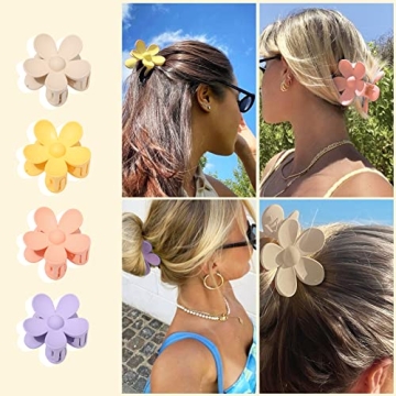 AWAYTR Flower Hair Clip Set - 4 Color Stylish Clips