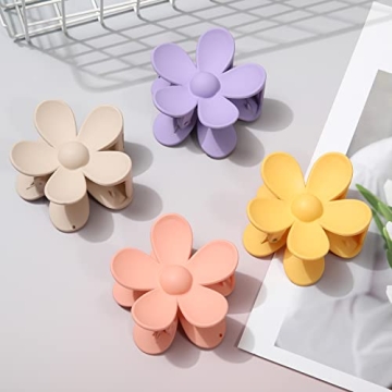 AWAYTR Flower Hair Clip Set - 4 Color Stylish Clips