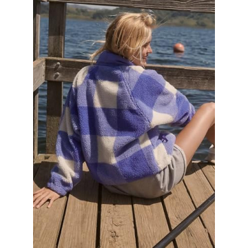 Kumufenc Women's Printed Sherpa Jacket Cozy and Stylish