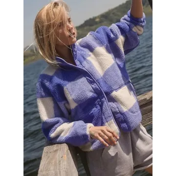 Kumufenc Women's Printed Sherpa Jacket Cozy and Stylish