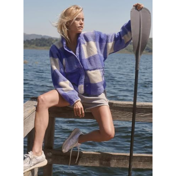 Kumufenc Women's Printed Sherpa Jacket Cozy and Stylish