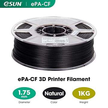 eSUN Carbon Fiber Filled Nylon Filament 1.75mm, PA CF 3D Printer Filament, 1KG Spool 3D Printing Fil...