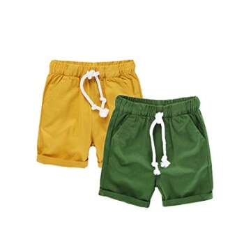 HILEELANG Toddler Boys' Shorts 2-Pack Chino Short Summer Cotton Casual Pants with Pockets
