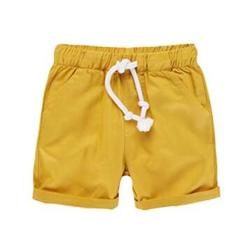 HILEELANG Toddler Boys' Shorts 2-Pack Chino Short Summer Cotton Casual Pants with Pockets