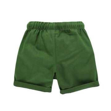HILEELANG Toddler Boys' Shorts 2-Pack Chino Short Summer Cotton Casual Pants with Pockets