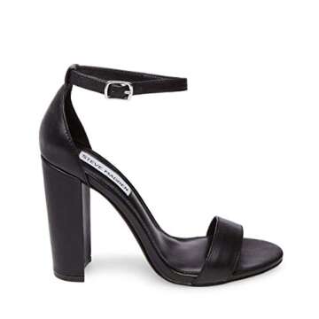 Steve Madden Women's Carrson Heeled Sandal, Black Leather, 7
