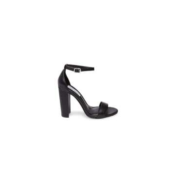Steve Madden Women's Carrson Heeled Sandal, Black Leather, 7