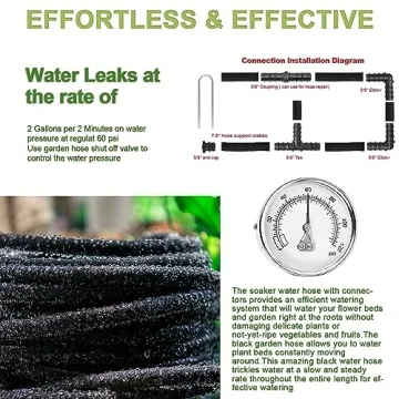 HZYOUMU 150 FT Soaker Hose with Brass Connectors for Gardens