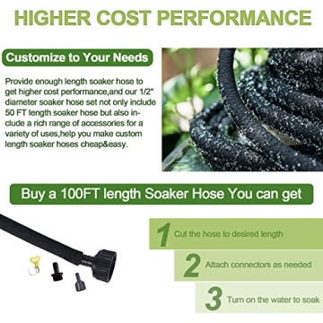 HZYOUMU 150 FT Soaker Hose with Brass Connectors for Gardens