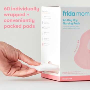 Frida Mom Nursing Pads, Disposable Nursing Pads with Ultra Absorbency, and Soft Texture, Breastfeeding Essentials, 60ct