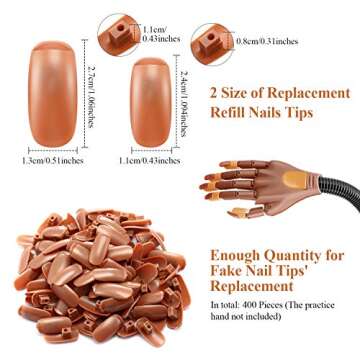 Blulu 400 Pieces Replacement Refill Nail Tips False Nail Tips for Flexible Nail Training Hand Practi...