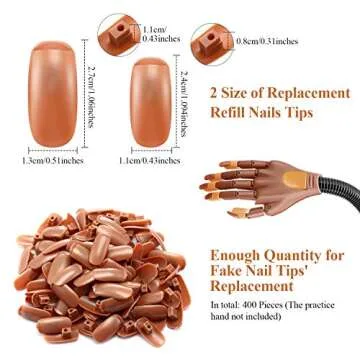 Blulu 400 Pieces Replacement Refill Nail Tips False Nail Tips for Flexible Nail Training Hand Practi...