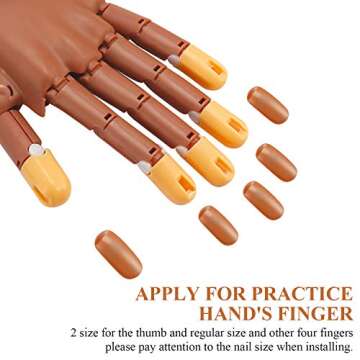 Blulu 400 Pieces Replacement Refill Nail Tips False Nail Tips for Flexible Nail Training Hand Practice Fake Nail Hand Nail Display Manicure Supply DIY Nail Practice (Brown)