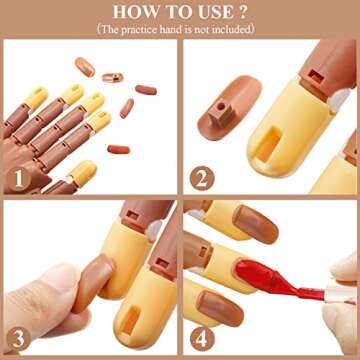 Blulu 400 Pieces Replacement Refill Nail Tips False Nail Tips for Flexible Nail Training Hand Practice Fake Nail Hand Nail Display Manicure Supply DIY Nail Practice (Brown)