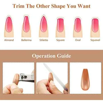 Blulu 400 Pieces Replacement Refill Nail Tips False Nail Tips for Flexible Nail Training Hand Practice Fake Nail Hand Nail Display Manicure Supply DIY Nail Practice (Brown)