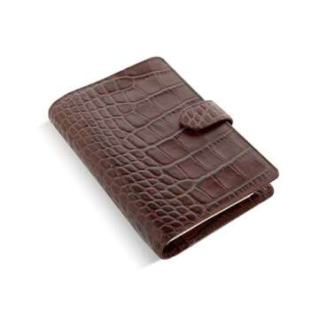 Filofax Personal Classic Croc Organiser in Chestnut - Luxury Italian Leather
