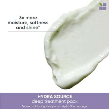Biolage Hydra Source Deep Treatment Mask | Nourishes Dry Hair | With Aloe | Vegan & Paraben-Free | Cruelty Free | Hair Treatment | 3.4 Fl. Oz