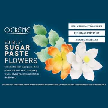 O'Creme Peony Gumpaste Flower 4-5 Inch, Set of 3 White - Edible Flowers for Cake Decorating - Sugar ...