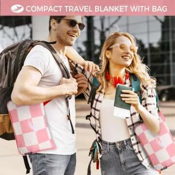NOWWISH Travel Blanket - 2 in 1 Airplane Blanket Pillow