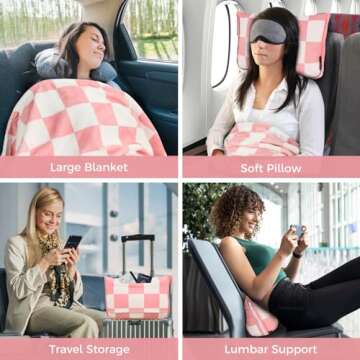 NOWWISH Travel Blanket - 2 in 1 Airplane Blanket Pillow