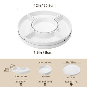 MALACASA Divided Serving Dishes - Elegant Porcelain Serving Tray for All Occasions