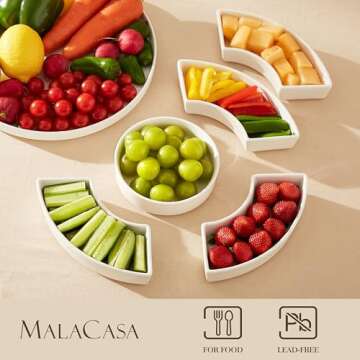 MALACASA Porcelain Divided Serving Dishes for Parties