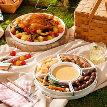 MALACASA Porcelain Divided Serving Dishes for Parties