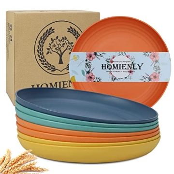Homienly Deep Dinner Plates Set of 8, Eco-Friendly Wheat Straw Plates, Unbreakable & Microwave Safe