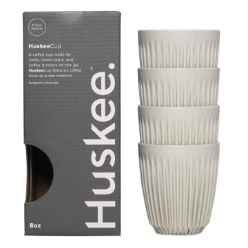 Huskee - HuskeeCup (4-Pack) Eco-Friendly Coffee Husk Cups, 8oz