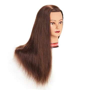 24"-26" 100% Human hair Mannequin head Training Head Cosmetology Manikin Head Doll Head with free Cl...