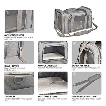 Henkelion Large Dog Cat Carriers Puppies up to 25Lbs, Big Dog Carrier Soft Sided, Collapsible Travel Puppy Carrier - Large - Grey