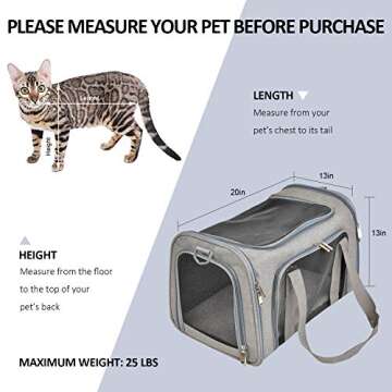 Henkelion Large Dog Cat Carriers Puppies up to 25Lbs, Big Dog Carrier Soft Sided, Collapsible Travel Puppy Carrier - Large - Grey