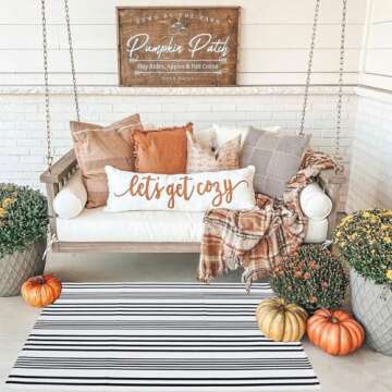 Black and White Striped Outdoor Rug Front Porch Rug 27.5"x43" Cotton Hand-Woven Welcome Mats Layered Door Mats for Front Porch/Entryway/Laundry Room/Bedroom/Outdoor (27.5"x43")