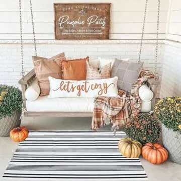 Black and White Striped Outdoor Rug Front Porch Rug 27.5"x43" Cotton Hand-Woven Welcome Mats Layered Door Mats for Front Porch/Entryway/Laundry Room/Bedroom/Outdoor (27.5"x43")