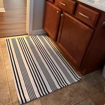 Black and White Striped Outdoor Rug Front Porch Rug 27.5"x43" Cotton Hand-Woven Welcome Mats Layered Door Mats for Front Porch/Entryway/Laundry Room/Bedroom/Outdoor (27.5"x43")
