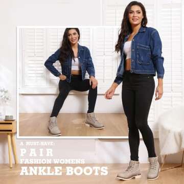 Kkyc Womens Boots Waterproof Hiking Boots Anti-Slip Ankle Boots Lace-up Casual Boots 7 M (Desert Tau...