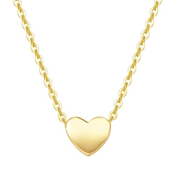Dainty 14K Solid Yellow Gold Heart Necklace with Adjustable Chain - Perfect Gift for Her