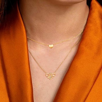 Dainty 14K Gold Heart Necklace for Women - Minimalist Gift