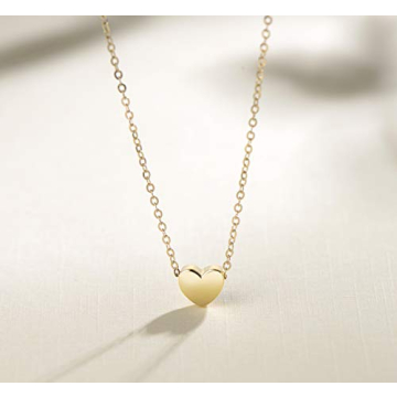 Dainty 14K Gold Heart Necklace for Women - Minimalist Gift