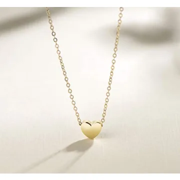 Dainty 14K Gold Heart Necklace for Women - Minimalist Gift