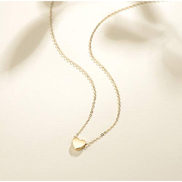 Dainty 14K Gold Heart Necklace for Women - Minimalist Gift