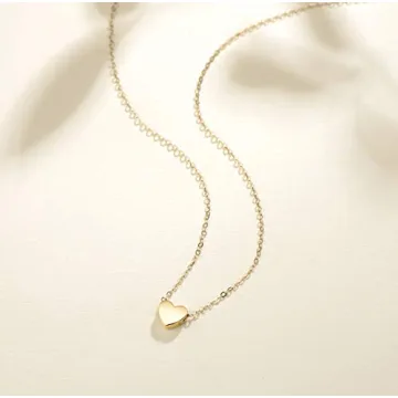 Dainty 14K Gold Heart Necklace for Women - Minimalist Gift