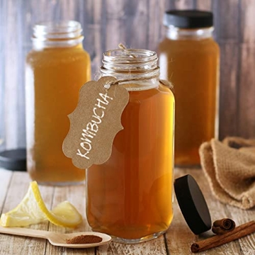 DilaBee 12-Pack Glass Juice Bottles with Lids, 8oz Glass Bottles with Lids for Juice, Smoothie, Water, Milk & Kombucha, Reusable Glass Bottles for Juicing - Bulk Glass Water Bottles with Caps BPA-Free