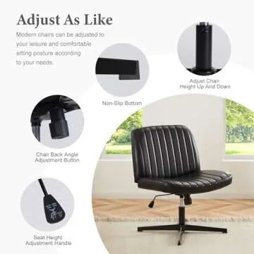 Sweetcrispy Criss Cross Armless Desk Chair Black