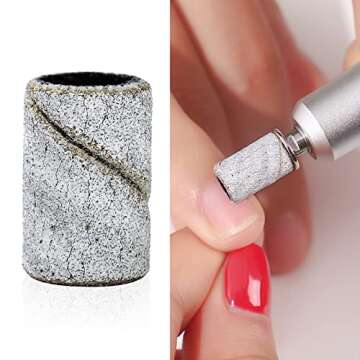 100pcs Sanding Bands for Acrylic Nails Efile Nail Sanding Bands Bits Fine Grit Manicure Sanding Pieces Replacement with Mandrel Drill Bit - #240 Grit