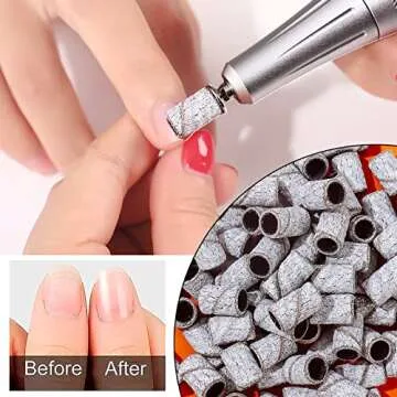 100pcs Sanding Bands for Acrylic Nails Efile Nail Sanding Bands Bits Fine Grit Manicure Sanding Pieces Replacement with Mandrel Drill Bit - #240 Grit