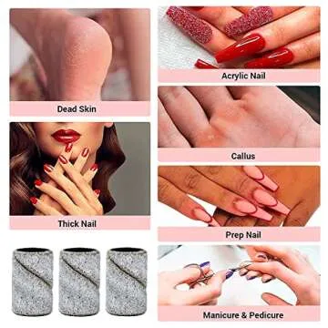100pcs Sanding Bands for Acrylic Nails Efile Nail Sanding Bands Bits Fine Grit Manicure Sanding Pieces Replacement with Mandrel Drill Bit - #240 Grit