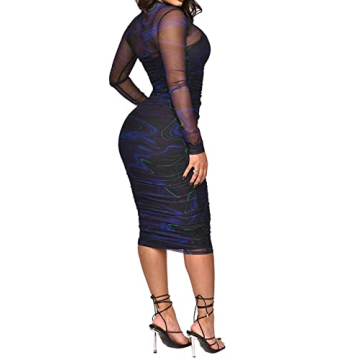 Sexy Printed Mesh Bodycon Dress for Night Out
