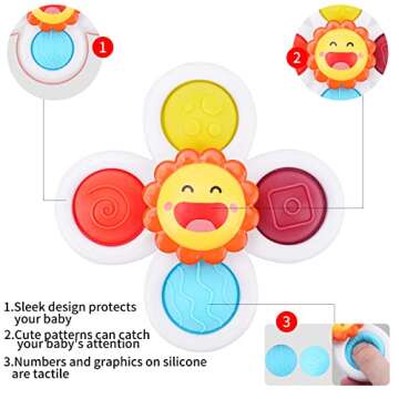 LZZAPJ Sensory Toys for Toddlers 1-3, Suction Cup Spinning Top Toy, Baby Gifts Idea for Boy Girl Toddler